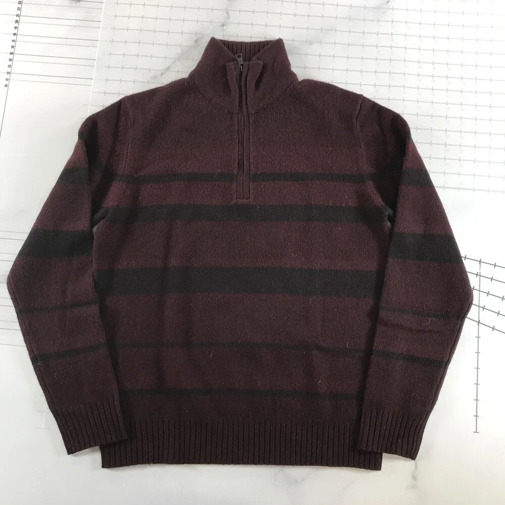 Banana Republic Sweater Mens Small Red 1/4 Zip Mock Neck Lambswool Cashmere